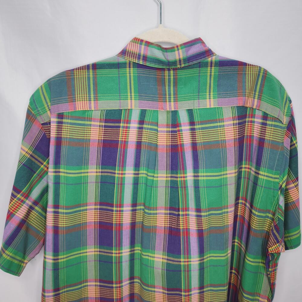 Ralph Lauren Plaid Button Front Down Short Sleeve Shirt Men XL Preppy Vintage 90 - Picture 11 of 12